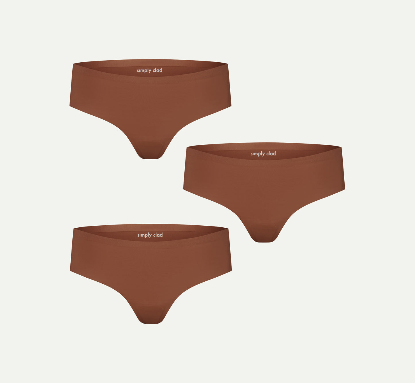 3-pack brown camel toe proof thong underwear — seamless, wide-back design with anti-camel toe coverage, no wedgies, and free shipping included.