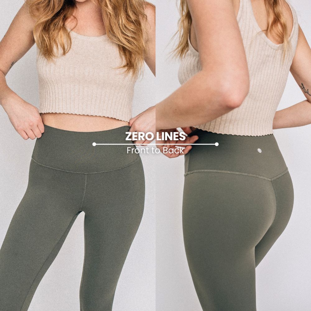 Seamless thong underwear under leggings with no panty lines – front and back view